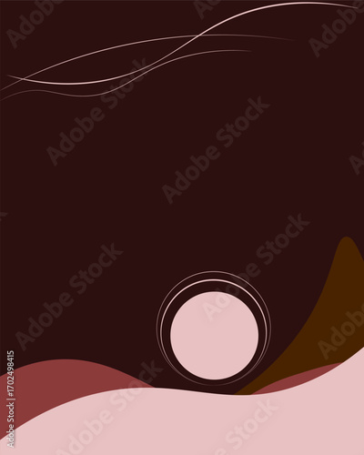 Elegant boho moonlit mountain pattern in rosewood red and blush pink