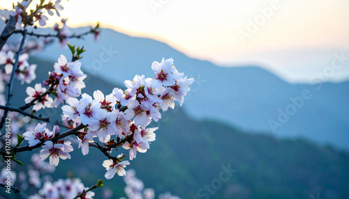 Wallpaper Mural Almond Blossom Branch. Bishvat jewish festival. Generated Image Torontodigital.ca