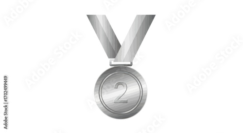 Silver Medal with Number Two and Ribbon.