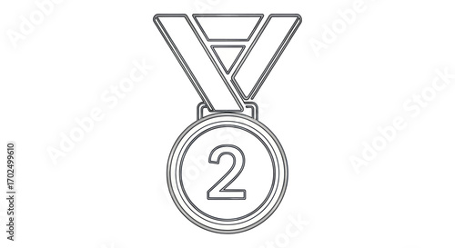 Outline Drawing of a Silver Second Place Medal.