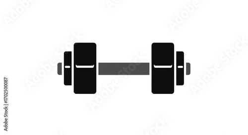 Simple Black Dumbbell Icon for Fitness and Exercise.