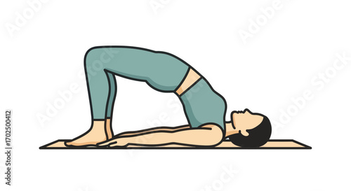 Woman in Bridge Pose: Yoga Illustration for Fitness and Wellness.