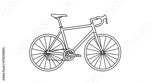 Simple line art drawing of a classic road bicycle with drop handlebars.