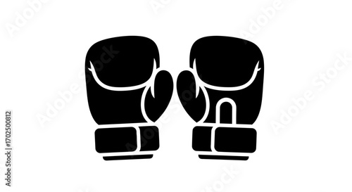 Black Boxing Gloves Silhouette on White Background.
