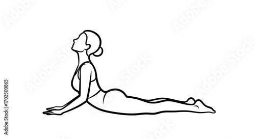 Woman in Cobra Pose Yoga Illustration Bhujangasana.