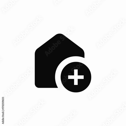 add plus house icon sign vector