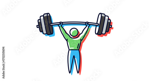 Strongman Lifting Heavy Weight Line Art Illustration.