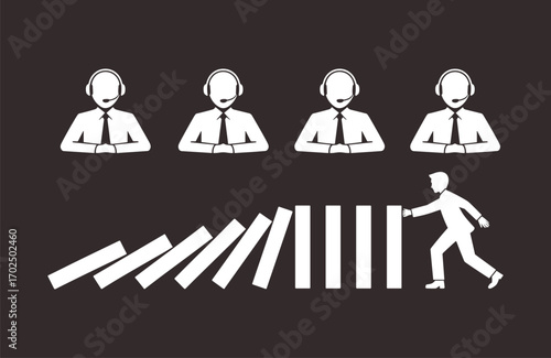 Customer support teamwork, resilience in business, overcoming challenges, teamwork strength, persistence stability, leadership support, success growth, service excellence