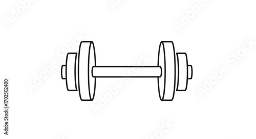 Simple Line Art Illustration of a Dumbbell for Fitness and Exercise.