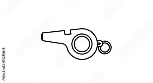 Simple Outline Illustration of a Classic Whistle.