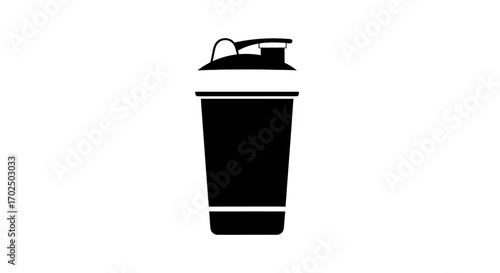 Fitness Protein Shaker Bottle Icon Silhouette.