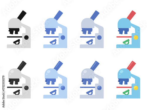 かわいい顕微鏡のイラスト素材セット