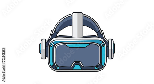 Futuristic Virtual Reality Headset with Blue and Teal Accents.