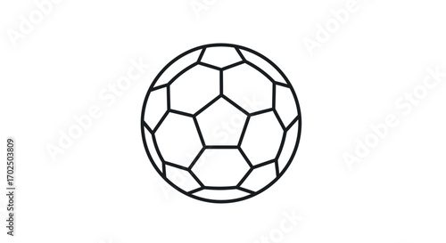 Simple Black and White Soccer Ball Illustration.