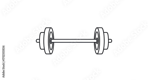Simple line art barbell illustration for fitness and workout.