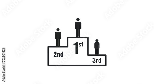 Simple Illustration of a Podium with Three Figures Representing Winners.