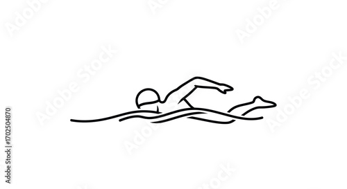 Line Art Illustration of a Swimmer in Motion.