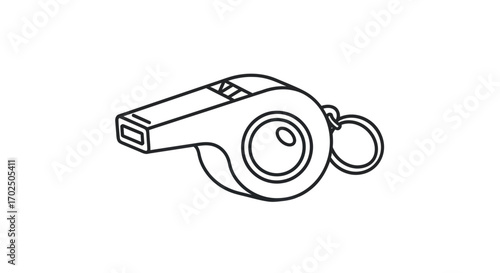 Simple Line Art Illustration of a Whistle with Lanyard Loop.