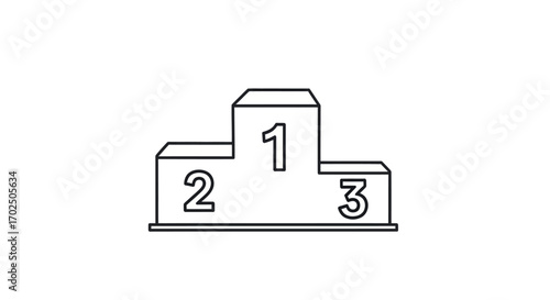 Simple Line Art Illustration of a Three-Tiered Winners Podium with Numbered Positions.