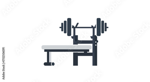 Weight Bench with Barbell and Weights for Strength Training.