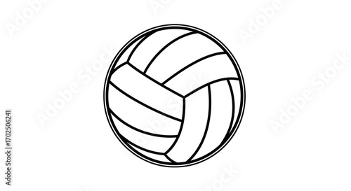 Simple Black Outline Volleyball Illustration with Classic Panel Design.