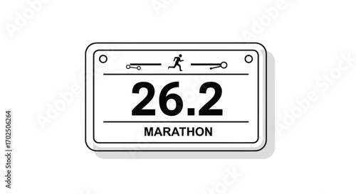 Marathon Race Bib with 262 Miles and Runner Silhouette Line Art.