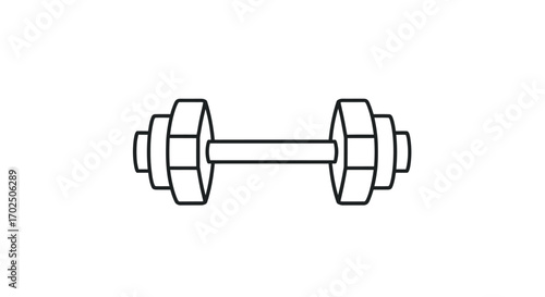 Simple Line Drawing of a Dumbbell for Weightlifting.