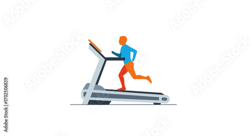 Man Running on Treadmill for Fitness and Exercise.