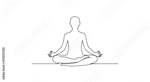 Minimalist Line Art of a Person Meditating in Lotus Pose.