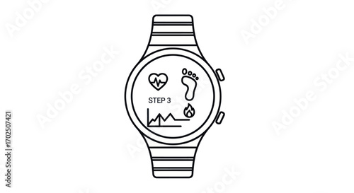 Modern Smartwatch with Health and Fitness Tracking Display.