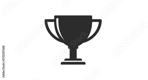 A simple dark silhouette of a classic trophy cup with two handles.