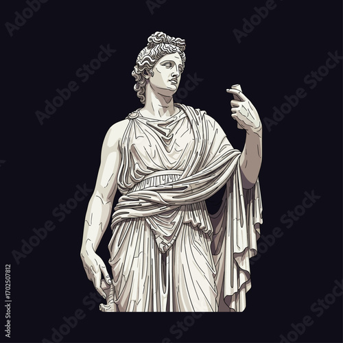 Ancient statue icon flat vector design.