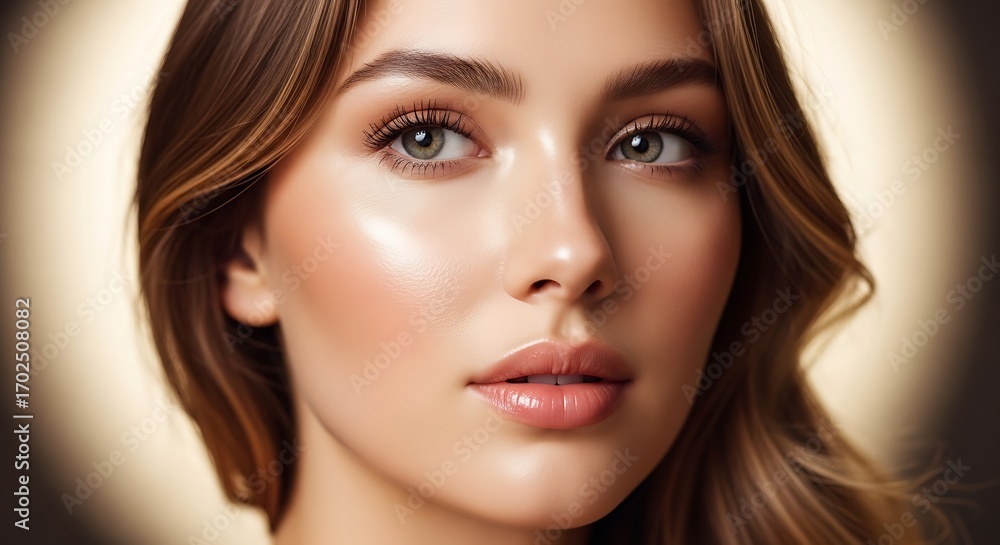 Obraz premium Radiant Beauty - A Portrait of a Woman with Glowing Skin.