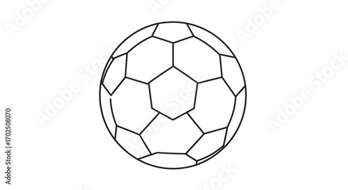 Outlined Black and White Soccer Ball Illustration.