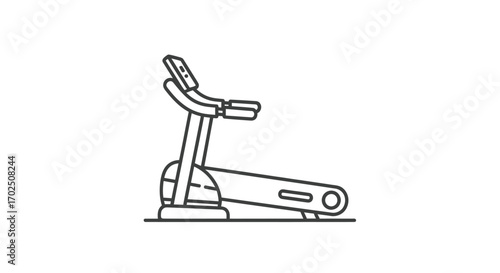 Treadmill Line Art: Fitness Equipment for Exercise and Cardio Workout.