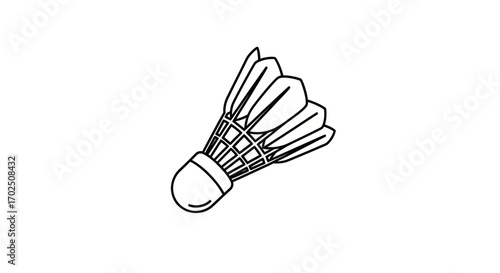Simple Line Drawing of a Badminton Shuttlecock.