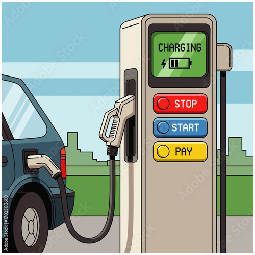 Charging station icon flat vector design.