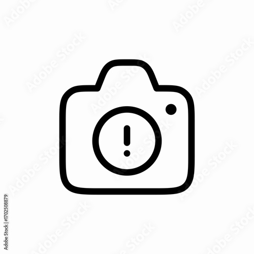 photo camera warning error exclamation mark icon sign vector