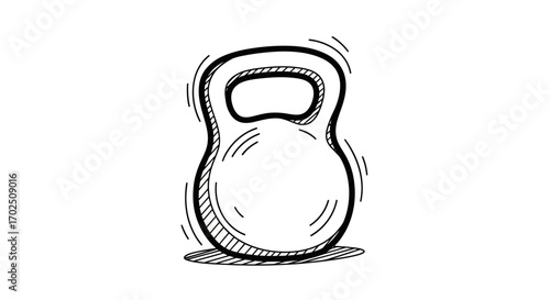 Hand-drawn sketch of a classic kettlebell weight for fitness.