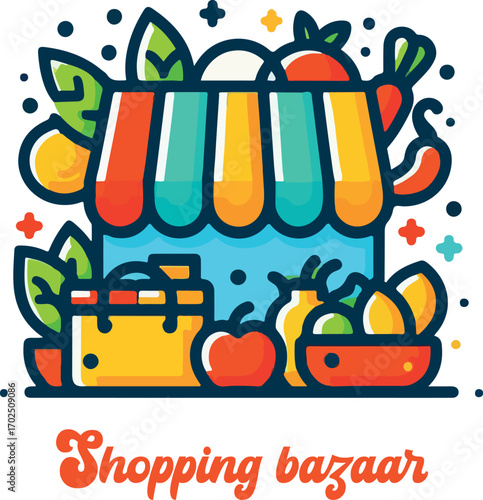 Food bazaar logo icon vector white background .