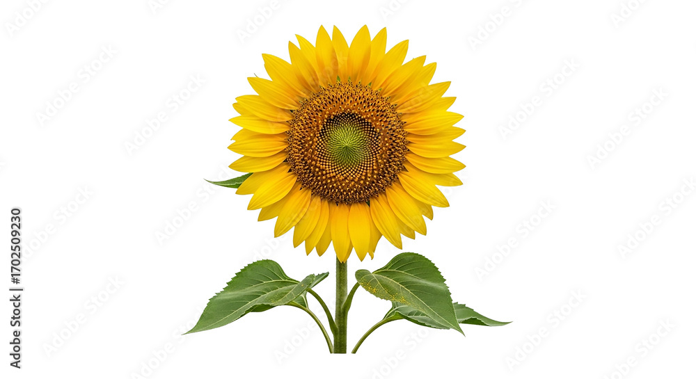 Fototapeta premium Vibrant sunflower in full bloom isolated on transparent background, showcasing its beauty