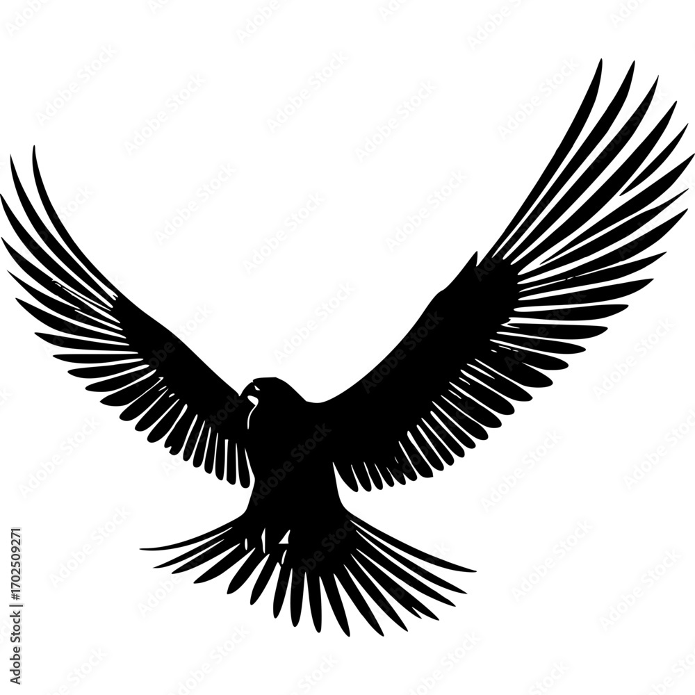 Fototapeta premium Download black silhouette of eagle flying vector illustration design