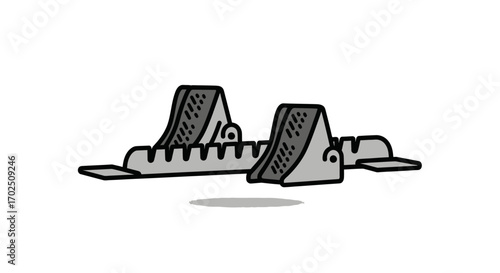 Two athletic starting blocks for track and field races.