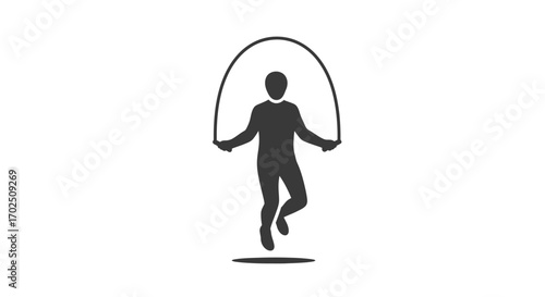 Silhouette of a Person Jumping Rope for Fitness.
