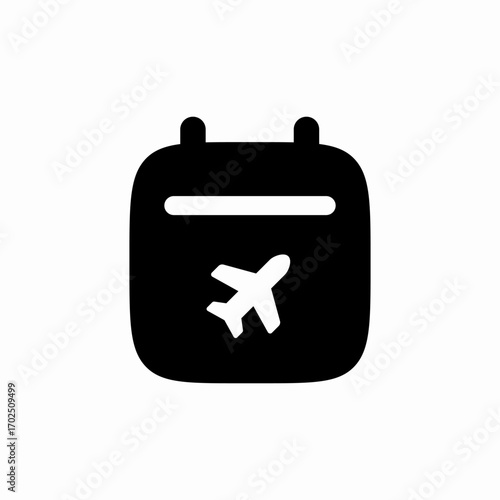 solid calendar flight day icon sign vector