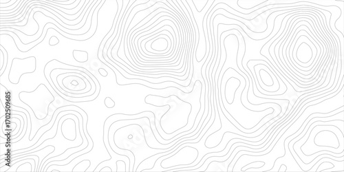Abstract black and white topographic contours lines of mountains. Topography map art curve drawing. vector illustration.