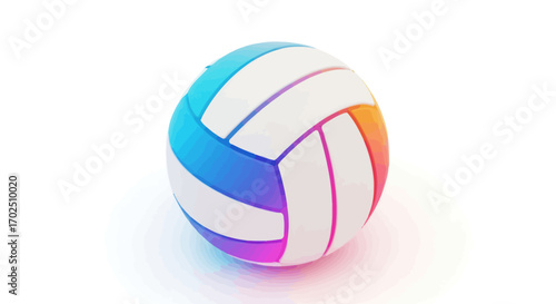Colorful Volleyball with Gradient Stripes and White Panels.