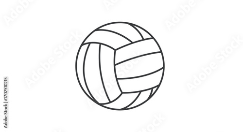 Simple Black and White Outline of a Volleyball.