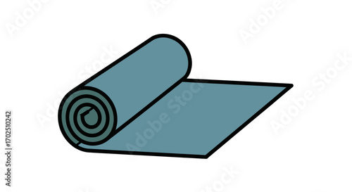 Simple blue-grey mat partially unrolled illustration.
