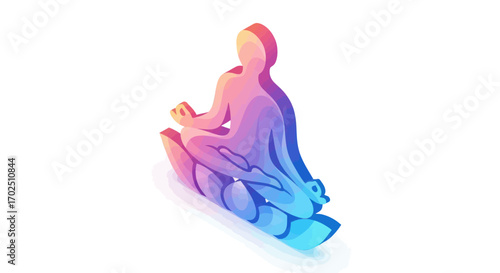 Serene Figure in Meditation Pose with Gradient Colors.